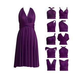 Henkaa purple halter wrap infinity dress Sz S